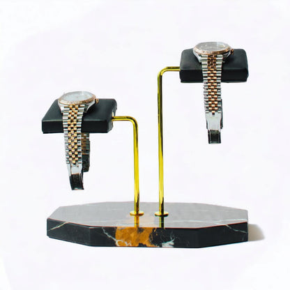 Double Watch Stand Black-Gold-Brown