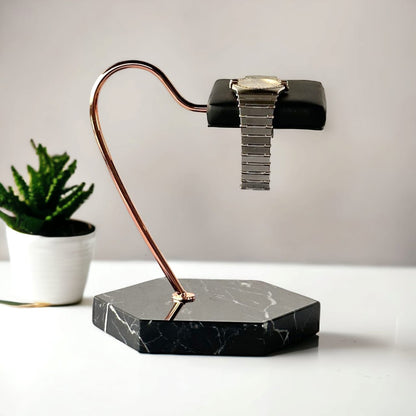 Single Watch Stand Black & Rose Gold