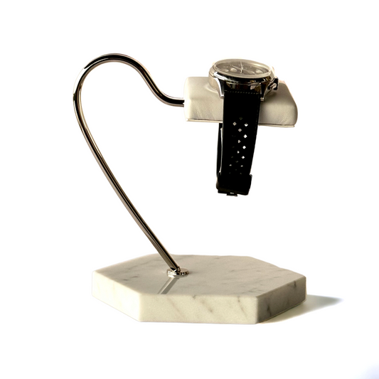 Single Watch Stand White & Silver