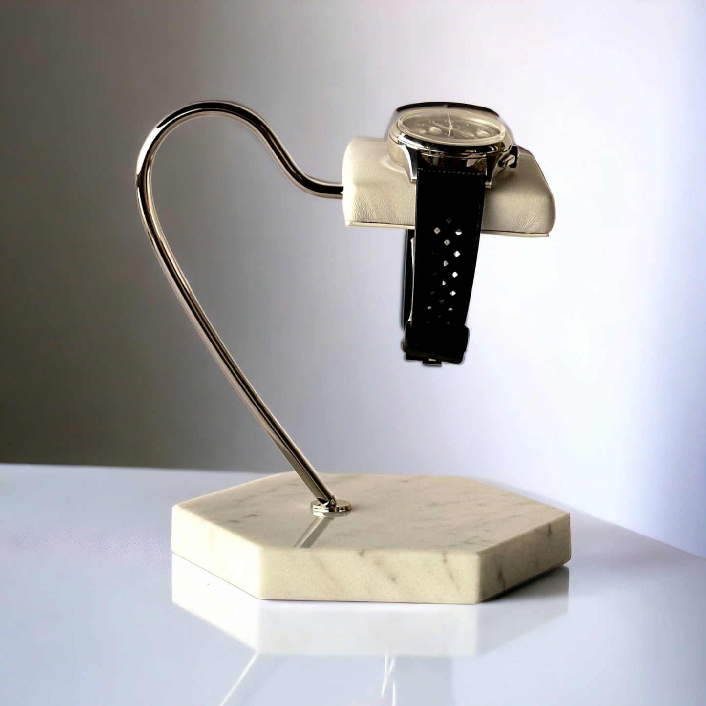 Single Watch Stand White & Silver