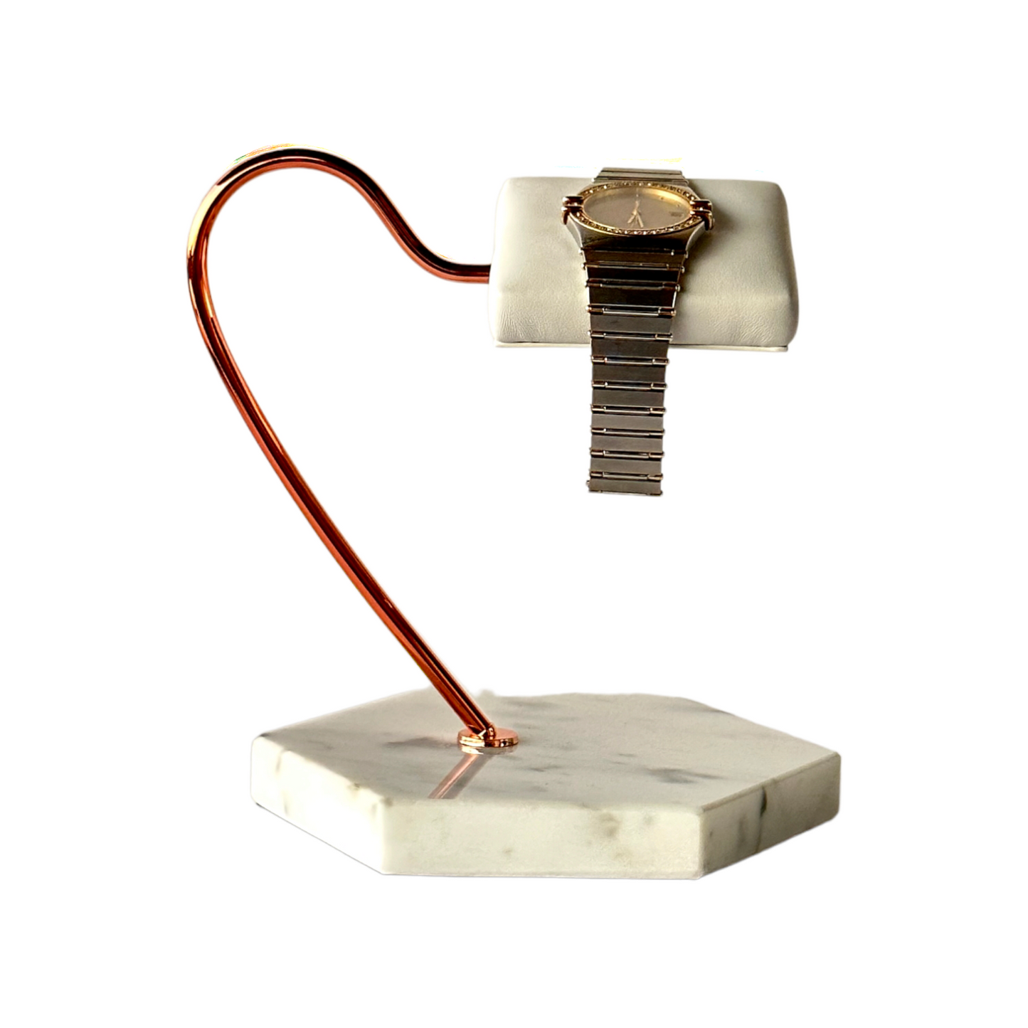 Single Watch Stand White & Rose Gold