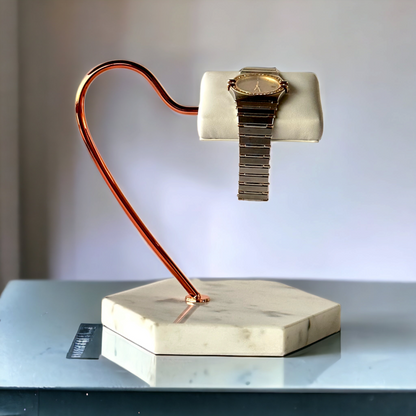 Single Watch Stand White & Rose Gold