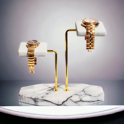 Double Watch Stand White & Gold