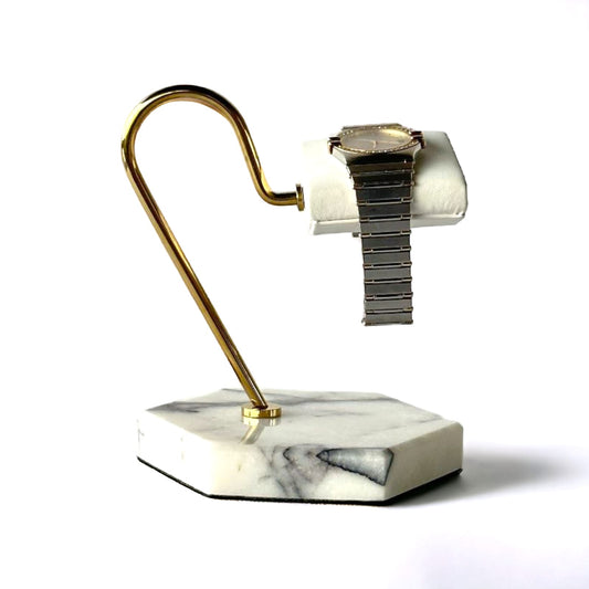 Single Watch Stand Mini White & Gold